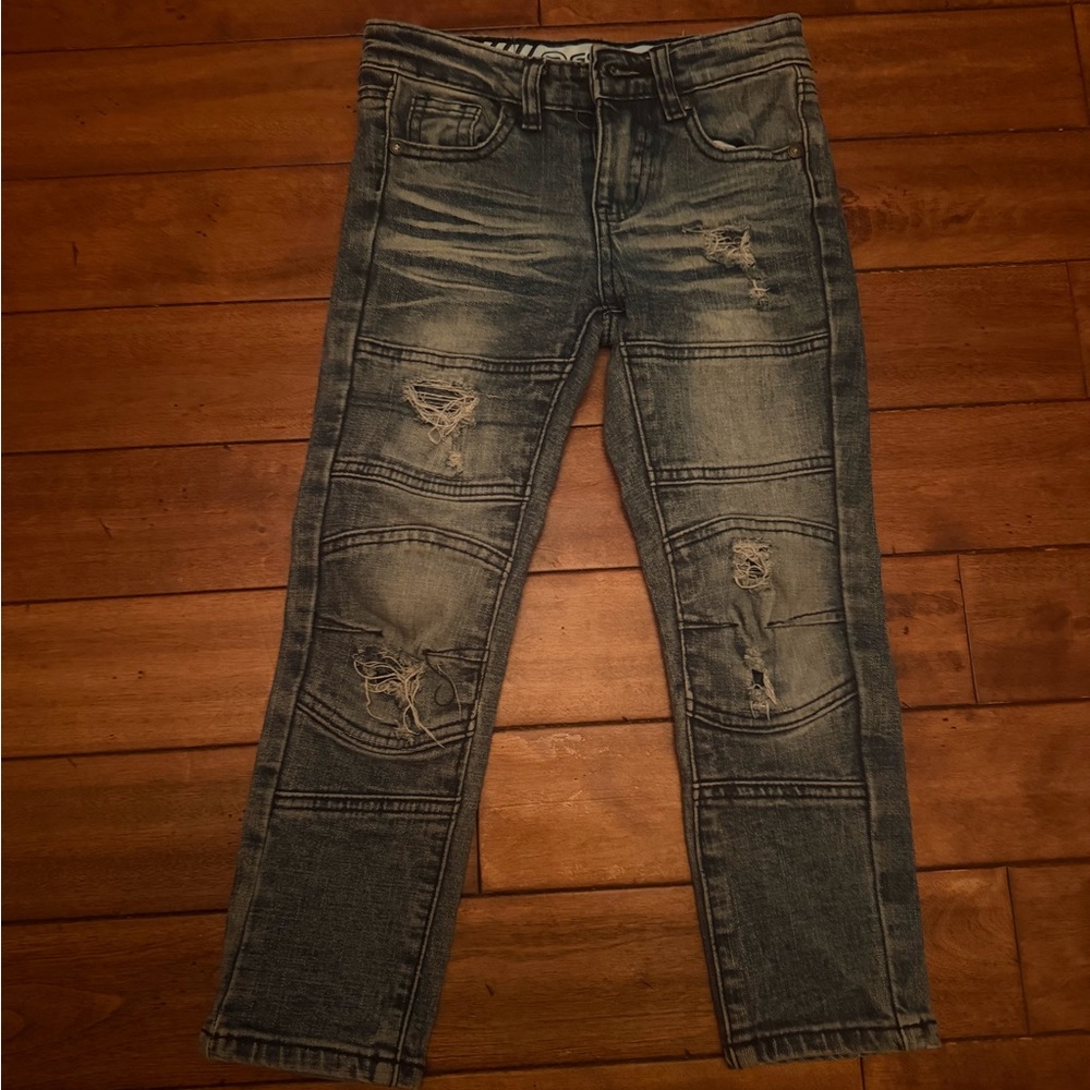GSTR Boys Size 5 Blue Stressed‎ Straight Jeans